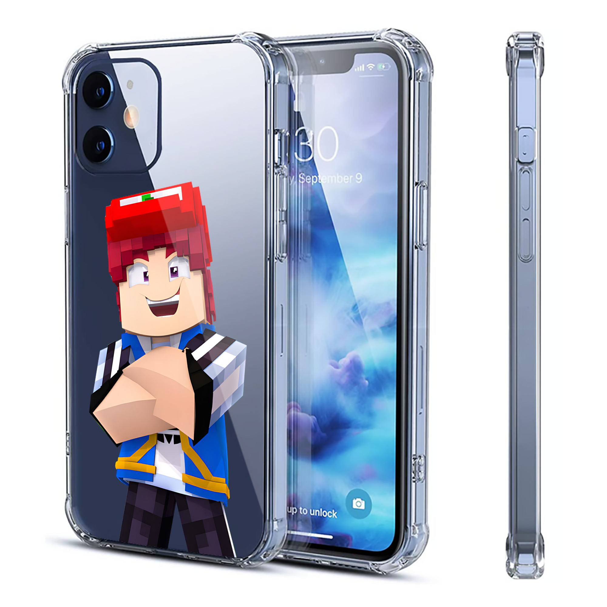 （画像用） マインクラフト ブロックの世界 Minecraft MC Block world 【iPhone 12シリーズ対応】透明スマホケース（クリアソフトケース）